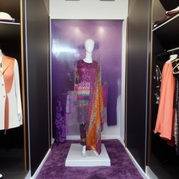 Magenta 3-Pcs lawn suit Embroidered - Picture 3 of 8